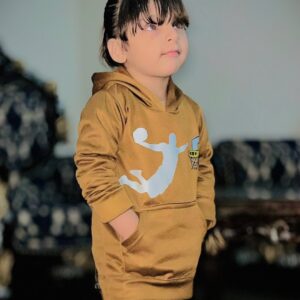 2 Pcs Boy's Polyester Fleece Printed Hoodie Tracksuit