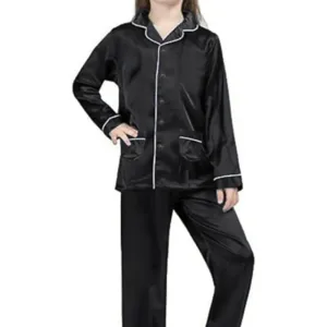 2 Pcs Girl's Stitched Nylon Plain Night Shirt