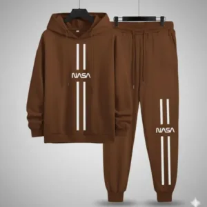 2 Pcs Men's Polyester Printed Hoodie Track Suit