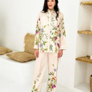 2 Pcs Women's Stitched Swiss Lawn Printed Shirt And Trouser