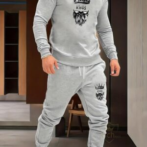 2 Pcs Men's Fleece Graphic Sweatshirt Track Suit