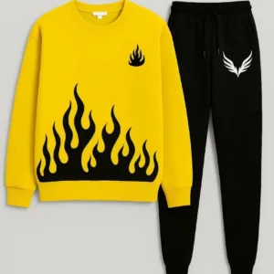 2 Pcs Men's Fleece Printed Sweatshirt Track Suit