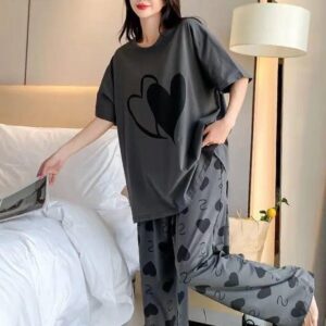 Comfortable Cotton Jersey Printed Night Suit - 2 Pcs Set