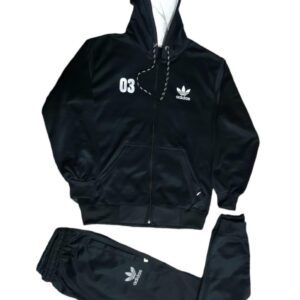 Men's Hooded Neck Polyester Zipper Track Suit - 2 Pcs