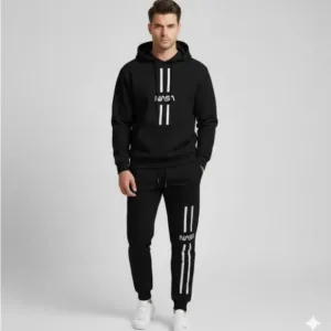 2 Pcs Men's Polyester Printed Hoodie Track Suit