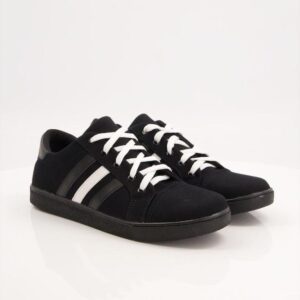 Black Camel Stripes Sneakers 555, Black & White