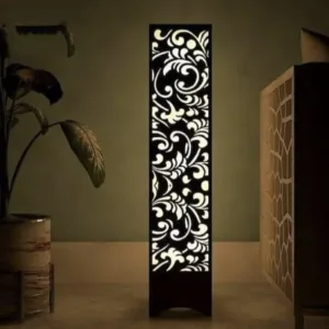 Wooden Table Lamp With Deep Laser Cutting