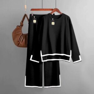 2 Pcs Women's Stitched Plain Night Suit