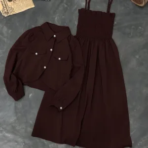 2 Pcs Women's Stitched Linen Plain Dress