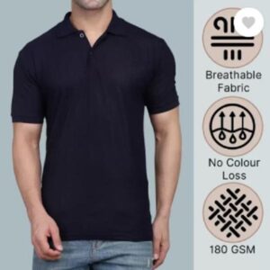 Men's Cotton Plain Polo T-Shirt - 1 Pc Round Neck