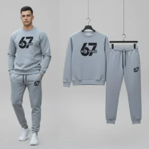 67 Grey Printed Sweatshirt Track Suit