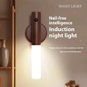 Magnetic Wall Light with Motion Sensor Brown Wood